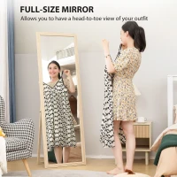 HOMCOM 64" x 21" Full Length Mirror, Standing, Wall-Mounted or Leaning Against Wall, for Bedroom, Living Room, Beige(m-4)