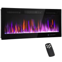 HOMCOM 42" Thin Electric Fireplace, Freestanding, Wall Mounted Fireplace Heater with Eco Mode, Auto Switch, Remote, 1500W(m-11)