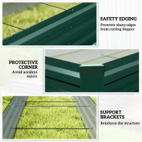 Outsunny 8'x2'x1' Galvanized Raised Bed, Large Elevated Planter Box for Growing Flowers, Herbs and Vegetables, Green(m-7)