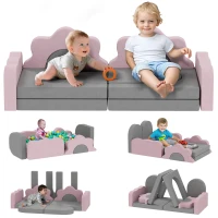 Qaba 12-Piece Climbing Toys for Toddlers with Ball Pit (Balls not Included), Indoor Climb and Crawl Activity Play Set, Grey(m-11)