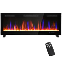 HOMCOM 50" Thin Electric Fireplace, Freestanding, Wall Mounted Fireplace Heater with Eco Mode, Auto Switch, Remote, 1500W(m-2)