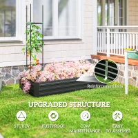 Outsunny 6' x 3' x 1' Raised Garden Bed with 2 Trellis Tomato Cages, Steel Frame Elevated Planter Box, Black(m-5)