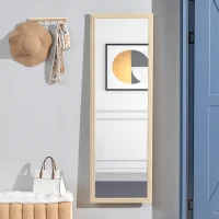 HOMCOM 64" x 21" Full Length Mirror, Standing, Wall-Mounted or Leaning Against Wall, for Bedroom, Living Room, Beige(m-10)