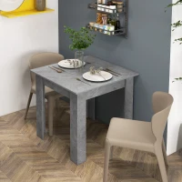 HOMCOM Square Dining Table, Modern Dining Room Table with Faux Cement Effect, Space Saving Small Kitchen Table, Cement Grey(m-8)