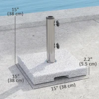 Outsunny 46 lbs Granite Square Patio Umbrella Base, Outdoor Umbrella Stand with Handles 2 Adjustable Knobs, Heavy Duty Patio Umbrella Stand for Garden Deck Poolside, Grey(m-3)