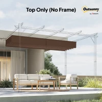 Outsunny 8.5' x 11.5' Retractable Pergola Canopy Replacement, Fit 10' x 13' Frame, Pergola Cover Replacement Top Only, Coffee(m-10)
