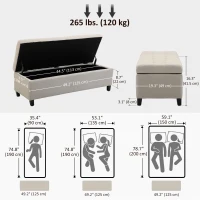 HOMCOM Rectangular Entry Bench, Tufted Upholstered Linen Fabric Wood Feet Storage Ottoman Bench, Beige(m-3)