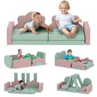 Qaba 12-Piece Climbing Toys for Toddlers with Ball Pit (Balls not Included), Indoor Climb and Crawl Activity Play Set, Green(m-11)