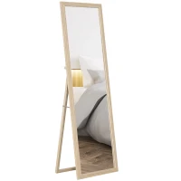 HOMCOM 64" x 21" Full Length Mirror, Standing, Wall-Mounted or Leaning Against Wall, for Bedroom, Living Room, Beige(m-11)