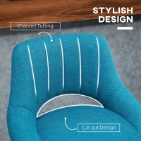 HOMCOM Bar Stools Set of 2, Swivel Counter Height Barstools with Adjustable Height, Linen Upholstered Bar Chairs with Round Metal Base and Footrest, Blue(m-7)