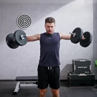 Soozier Adjustable 2 x 55lbs Weight Dumbbell Set for Weight Fitness Training Exercise Fitness Home Gym Equipment, Black (Pair)(m-9)