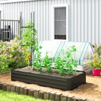Outsunny 6' x 3' x 1' Raised Garden Bed with 2 Trellis Tomato Cages, Steel Frame Elevated Planter Box, Black(m-1)