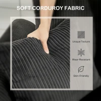 HOMCOM Corduroy Couch, 3 Seater Sofa, Modern Upholstered Couch with Curved Armrests and 8 Removable Pillows, Dark Grey(m-6)
