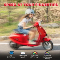 Qaba 24V Kids Motorcycle with 3-Speed, Electric Motorcycle with Rear Suspension and LED Lights for 8-12 Years Old, Red(m-4)