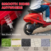 Qaba 24V Kids Motorcycle with 3-Speed, Electric Motorcycle with Rear Suspension and LED Lights for 8-12 Years Old, Red(m-6)