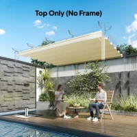 Outsunny 8.2' x 8.4' Retractable Pergola Canopy Replacement, Fit 10' x 10' Frame, Pergola Cover Replacement Top Only, Cream White(m-8)