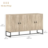 HOMCOM Sideboard Buffet Cabinet with 2 Adjustable Shelves and Steel Base, TV Stand, Coffee Bar Cabinet for Living Room, Oak(m-3)
