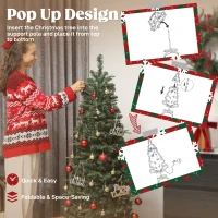 HOMCOM 5 ft Prelit Pop Up Christmas Tree, Collapsible Artificial Xmas Tree with Metal Stand for Holiday Decor, Green(m-7)