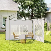 Outsunny Side Panels, Sidewalls Replacement with Window for 9.8' x 9.8' or 9.8' x 13.1' Pop Up Canopy, 2 Pack, White(m-9)