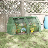 Outsunny 6' x 3' x 3' Portable Greenhouse, Garden Green House with 2 PE/Plastic Covers, Steel Frame and 2 Roll Up Windows, Green(m-10)