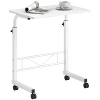 HOMCOM Mobile Standing Desk with Adjustable Height, 23.5 inch Stand Up Desk with Wheels, White(m-2)