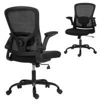 HOMCOM Ergonomic Mesh Office Chair with 4D Lumbar Support, Swivel Desk Chair with Flip-up Armrests, Tilt Function, Black(m-11)