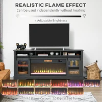 HOMCOM Fireplace TV Stand for TVs Up to 80 Inch, TV Console with Electric Fireplace, Open Storage and Side Cabinets, Gray(m-5)