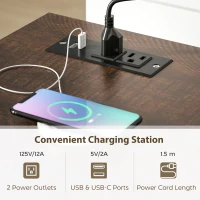 HOMCOM Farmhouse Sideboard with Charging Station, 58" Buffet Cabinet, Kitchen Storage Cabinet with 4 Drawers, 2 Doors, Black(m-4)