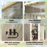 Outsunny 6.5x4FT Galvanised Metal Shed with Foundation Kit, Lockable Garden Tool Storage House with Sliding Doors, Vents, Grey(m-7)