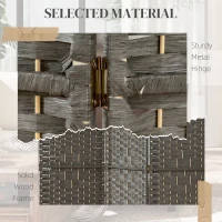 HOMCOM 8 Panel Folding Room Divider Portable Privacy Screen Wave Fiber Room Partition for Home Office Dark Gray(m-5)