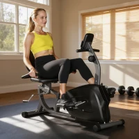 Soozier Recumbent Exercise Bike with 8-Level Magnetic Resistance, LCD Monitor, Heart Rate Handle and Adjustable Seat(m-10)