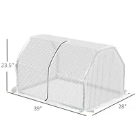 Outsunny 39" x 28" x 24" Portable Mini Greenhouse PE Grow House with Zipper Door Gardening Plant Cover Steel Frame(m-3)