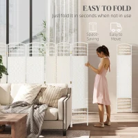 HOMCOM 8 Panel Folding Room Divider Portable Privacy Screen Wave Fiber Room Partition for Home Office White(m-4)