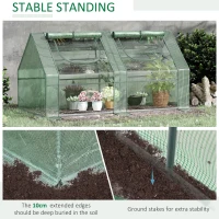 Outsunny 6' x 3' x 3' Portable Greenhouse, Garden Green House with 2 PE/Plastic Covers, Steel Frame and 2 Roll Up Windows, Green(m-4)