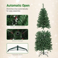 HOMCOM 5ft Artificial Christmas Tree with Colorful DIY Synchronized Lights, Remote, Hinged Slim Fir with Daily Timer(m-8)