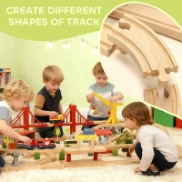 Qaba 133 Pcs Wooden Train Set with Track, Battery Towered Train, Crane, Bridge & Accessories, for Kids 3+ Years Old(m-7)
