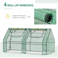 Outsunny 6' x 3' x 3' Portable Greenhouse, Garden Green House with 2 PE/Plastic Covers, Steel Frame and 2 Roll Up Windows, Green(m-5)