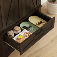 HOMCOM Farmhouse Kitchen Pantry Storage Cabinet, 64" Freestanding Kitchen Pantry Cabinet with Drawers, Distressed Dark Brown(m-10)