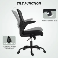 HOMCOM Ergonomic Mesh Office Chair with 4D Lumbar Support, Swivel Desk Chair with Flip-up Armrests, Tilt Function, Black(m-6)
