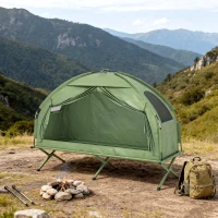 Outsunny Camping Tent Cot, Single Person Folding Cot Combo, Off-Ground Tent, Covered Outdoor Bed with Carry Bag for Hiking, Camping(m-9)