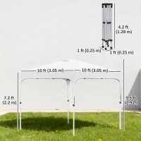 Outsunny 10' x 10' Pop Up Canopy Tent with Sand Bags, UPF 50+ Instant Sun Shelter, Tents for Parties, Height Adjustable, with Wheeled Carry Bag, for Outdoor, Garden, Patio, White(m-3)