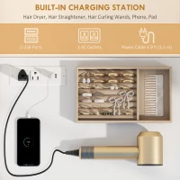 HOMCOM Vanity Desk with Mirror and 12 LED Lights, Makeup Table w/ Power Outlet, 3 Light Colour, 6 Drawers and 2 Shelves, White(m-7)