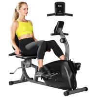 Soozier Recumbent Exercise Bike with 8-Level Magnetic Resistance, LCD Monitor, Heart Rate Handle and Adjustable Seat(m-11)