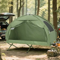 Outsunny Camping Tent Cot, Single Person Folding Cot Combo, Off-Ground Tent, Covered Outdoor Bed with Carry Bag for Hiking, Camping(m-7)