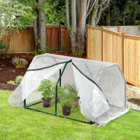 Outsunny 39" x 28" x 24" Portable Mini Greenhouse PE Grow House with Zipper Door Gardening Plant Cover Steel Frame(m-8)