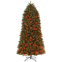 HOMCOM 9ft Prelit Christmas Tree with Full-Spectrum LEDs, Smart App Control, Wide Full Hinged Xmas Tree, Easy Assembly(m-1)