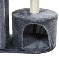 PawHut Cat Tree Cat Funiture Tower Multi-Level 1 Condo 1 Perch Sisal-Covered Scratching Post, Climbing Activity Stable Toys, Included Simply Style Height 39", Grey(m-10)