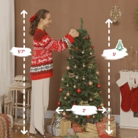 HOMCOM 5ft Artificial Christmas Tree with Colorful DIY Synchronized Lights, Remote, Hinged Slim Fir with Daily Timer(m-3)