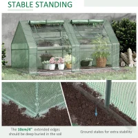 Outsunny 6' x 3' x 3' Portable Mini Greenhouse, Garden Green House Kit with 2 PE/Plastic Covers, Steel Frame and 2 Roll Up Zipper Windows, Dark Green(m-4)