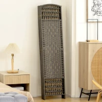 HOMCOM 8 Panel Folding Room Divider Portable Privacy Screen Wave Fiber Room Partition for Home Office Dark Gray(m-9)